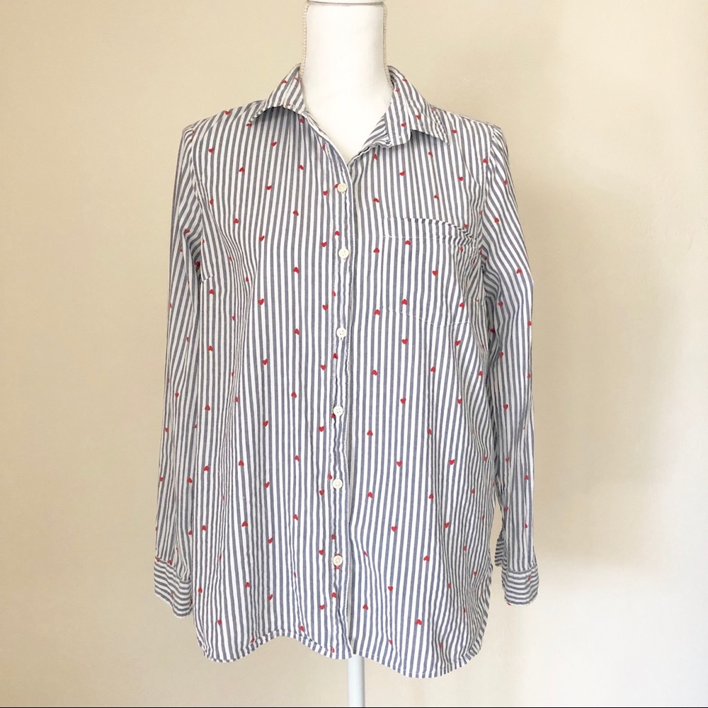 Old Navy The Classic Shirt. Stripes & Red Hearts